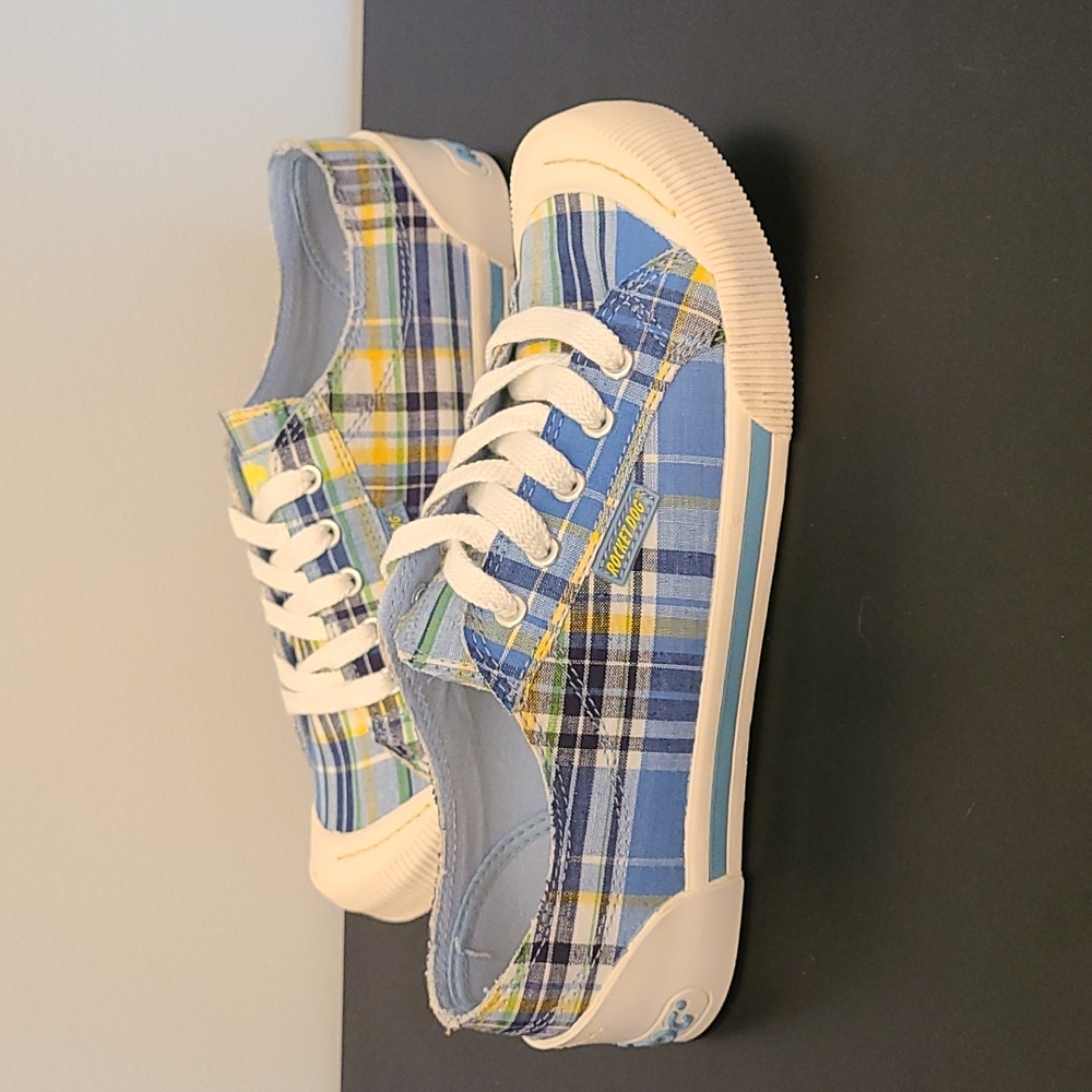 Rocket Dog blue plaid women's sneakers size 8.5